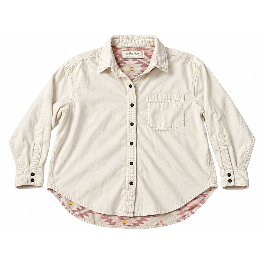 We the free echo rock chambray Aztec southwestern button-down shirt small